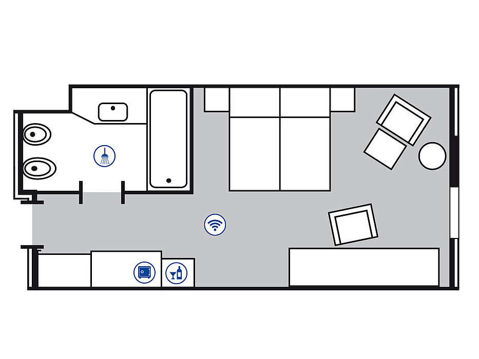 Zimmergrundriss Superior Zimmer Zimmergrundriss Superior Zimmer im Maritim Hotel Düsseldorf