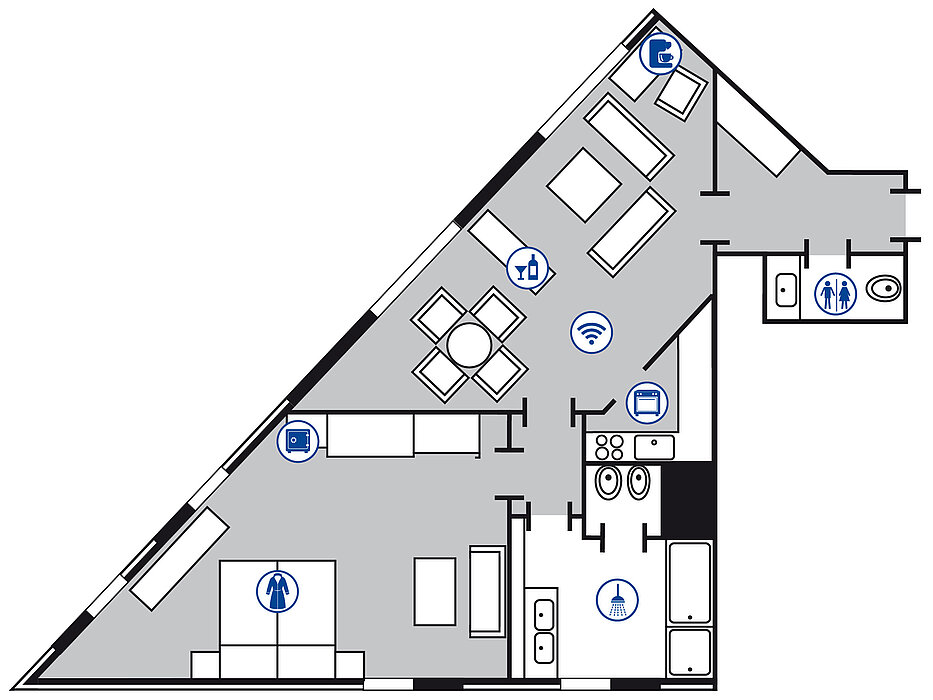 Zimmergrundriss Master Suite Zimmergrundriss Master Suite im Maritim Hotel Düsseldorf