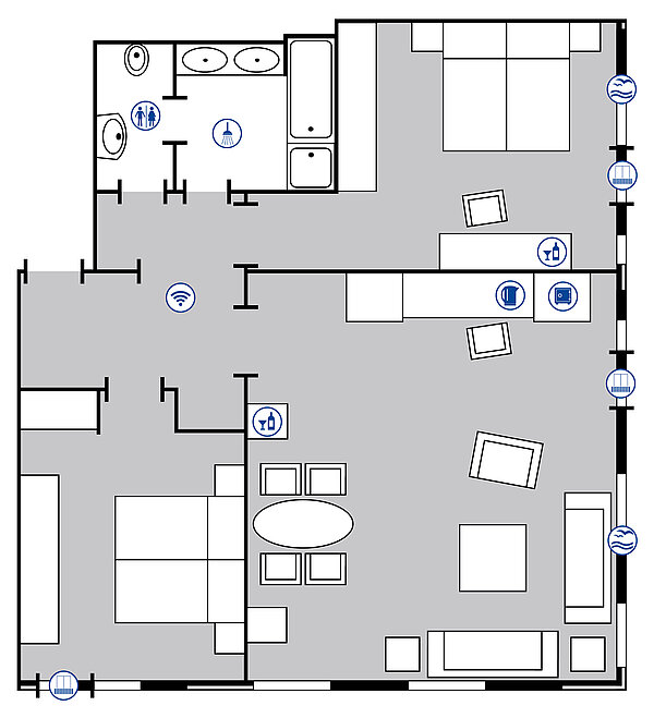 Zimmergrundriss Präsidentensuite | Maritim Hotel Bellevue Kiel